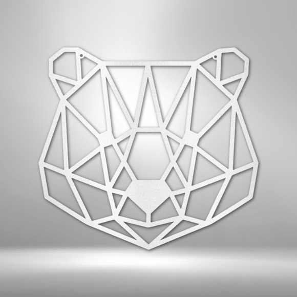 Geometric Bear Steel Sign Laser Cut Powder Coated Home & Office Metal Wall Decor